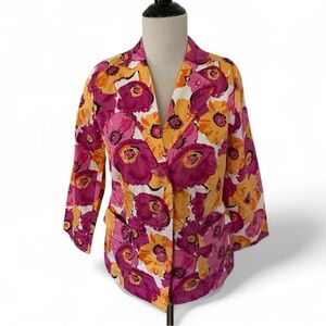 Joan Rivers Floral Blazer/Jacket Pink and Yellow Sz 6 QVC New